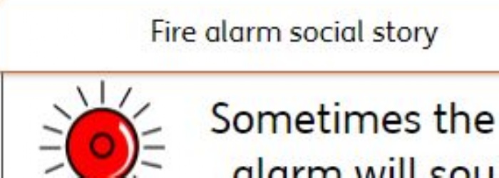 Heading saying fire alarm social story